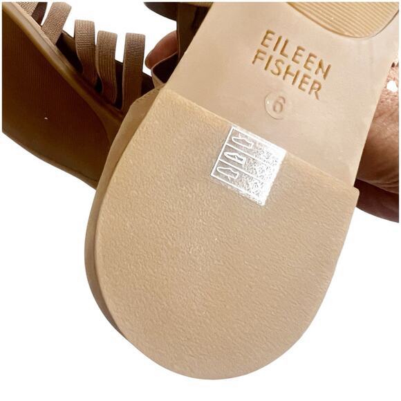 Eileen Fisher Rato Honey Nubuck & Elastic Flat Gladiator Sandals New Size 6 - Picture 3 of 8